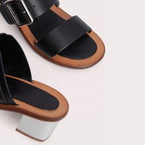 Women's Double Belt Buckles Sandals Open Square Toe on Shoes Low Chunky <b>Heels</b> Comfortable Slides Dress Mules - Product Image 3