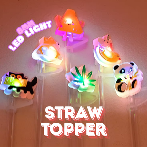 Vendita calda 8mm riutilizzabile a prova di schizzi di bere graziosa copertura di paglia di formaggio panda all'ingrosso incandescente nel buio cappello di paglia a LED - Product Image 1