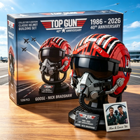 Ornement de bureau artistique en briques assemblées à la main, casque de pilote aérien sur le thème de l'aérospatiale