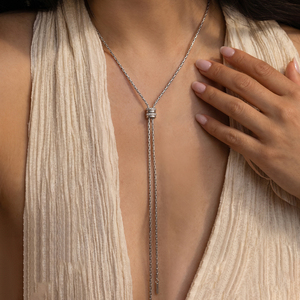 Collana Lunga Regolabile J&<span class=keywords><strong>D</strong></span> Jewelry 80CM in Acciaio Inossidabile con Chiusura Scorrevole con Strass, <span class=keywords><strong>Gioielli</strong></span> Anti-Appannamento per Donne - Product Image 4