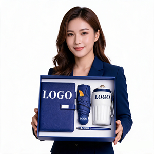 Coffret cadeau promotionnel personnalisé ODM OEM, bloc-notes en cuir A5 avec stylo, tasse, parapluie, coffret cadeau pour kit de bienvenue des nouveaux employés - Product Image 2