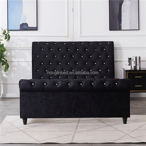 Fabricante de China, suministro de diseño italiano, de lujo modernos muebles de dormitorio, botón de tela copetuda, cabecero alto, cama doble - Product Image 1