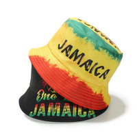 Jamaïcain Reggae Rasta Réversible Seau Chapeau Unisexe D'été Voyage Jamaïque Drapeau Plage Soleil Chapeaux Casquette Extérieure