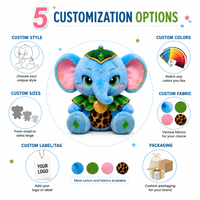 Peluche Éléphant Léopard Bleu Personnalisée Direct Usine, en Coton PP Ultra Doux, Broderie Anniversaire, Anti-Stress, OEM/ODM
