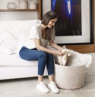 Cesta de Almacenamiento de Cuerda de Algodón Tejida, Cesta para Juguetes, Cesto para Ropa Sucia, Cesta para Guardería