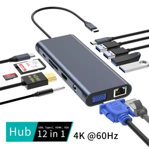 OEM ODM 13 in 1 Typ C Hub Dual HDTV VGA RJ45(1000 Mbit/s) USB3.0 * 3 USB C Docking station Laptop Adapter Splitter
