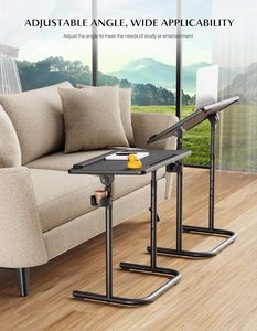 Gran Roc, ordenador de oficina en casa, ordenador portátil pequeño, escritorio, cama, sofá, mesa auxiliar, escritorio ajustable con soporte de mesa y portavasos - Product Image 3