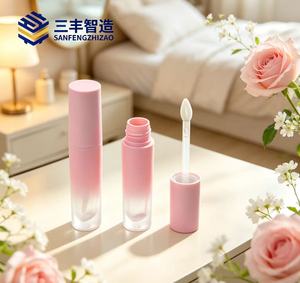 Custom Private Label Luxury Empty Gradient Pink Green Yellow <b>Lip</b> <b>Gloss</b> Frosted Tubes With Wand Brush - Product Image 2
