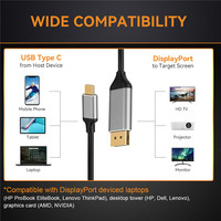 Type C vers Displayport 4k 60hz haute résolution Hdtv plaqué or mâle vers mâle Usb 3.1 Type C vers Dp câble pour téléphone Tv Table d'ordinateur portable