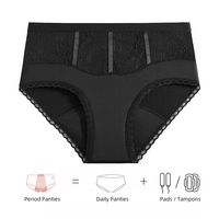Nouveau taille haute femmes 4 couches étanche Culotte Menstruelle dentelle Sexy réutilisable période culotte pour les femmes