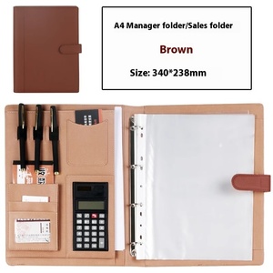 Cao cấp PU da A4 kinh doanh thư mục đa chức năng máy tính bán hàng duy nhất hợp đồng đàm phán giấy kim loại hộp tập tin trường - Product Image 4