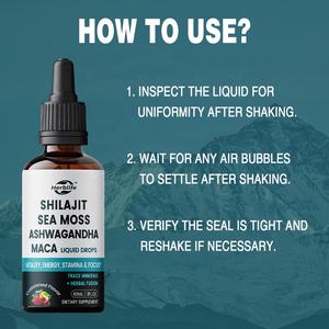 Gotas Líquidas de Shilajit de Marca Privada OEM con Musgo Marino, Ashwagandha, Zinc, Vitaminas Líquidas de Magnesio para Mujeres y Hombres - Product Image 4