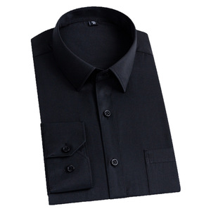 Nouvelle chemise habillée <span class=keywords><strong>homme</strong></span> automne 2026 grande taille en fil teint à manches longues couleur unie col montant coupe ajustée pour le bureau - Product Image 5