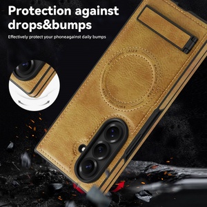 Wholesale Magnetic PU Leather Phone Case for Samsung Fold 7 3 4 5 6 With Hidden Strip <b>Stand</b> <b>Wireless</b> <b>Charging</b> Shockproof Cover - Product Image 2