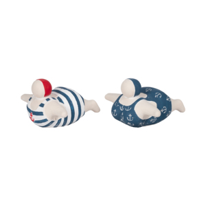 Set di statuette di nuotatori costieri, scultura decorativa con motivo a ancora a righe bianche e blu, per la casa, il bagno, l'ufficio, il soggiorno - Product Image 2