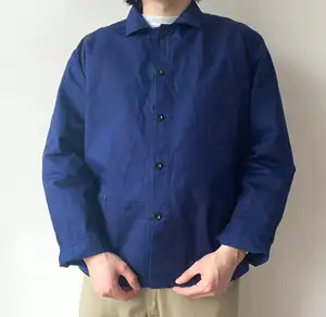 Cotton Canvas French Workwear Work Jacket Blue Chore Coat