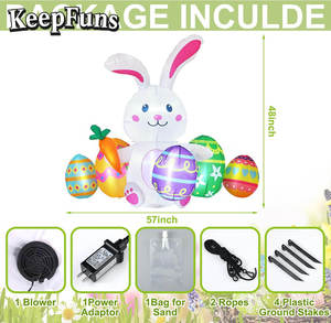 KeepFuns Inflatable <strong>Easter</strong> Bunny With Colorful Eggs Carrot LED Light <strong>Outdoor</strong> Yard Garden Holiday Decoration <strong>Easter</strong> Yard <strong>Decor</strong> - Product Image 5
