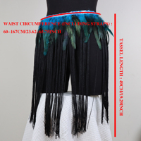 Ensemble de costumes de spectacle de festival, cape d'épaule en plumes noires, jupe à franges brodée pour les spectacles de danse tribale de carnaval, unisexe