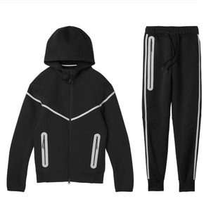 Tuta Sportiva Uomo 2026 Personalizzata Originale in Tech Fleece Riflettente 2 Pezzi Pesante in Cotone Solido Casual con Felpa con Cappuccio e Joggers per <span class=keywords><strong>la</strong></span> Corsa - Product Image 1
