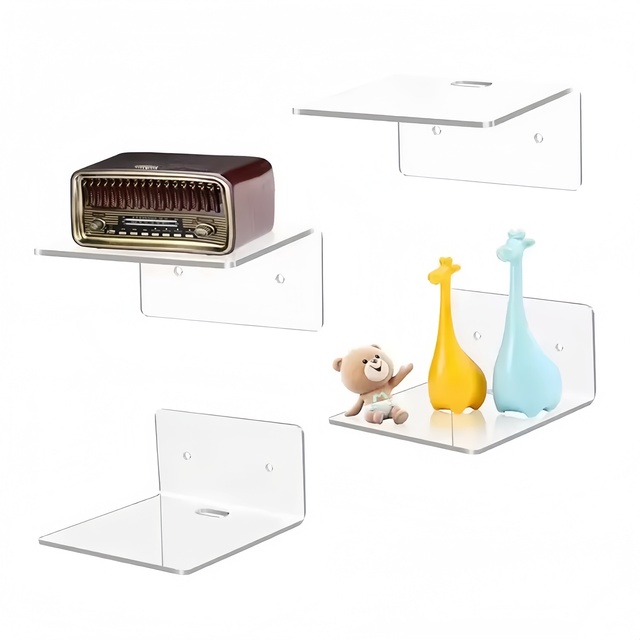Small Acrylic Window Plant Shelf Display Rack with Pop Figures for Security Cameras and Speakers