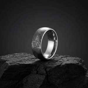 8 MM Anneau De Tungstène Bombé Gravé Personnalisé D'empreintes Digitales Bande De <span class=keywords><strong>Mariage</strong></span> Des Hommes - Product Image 2