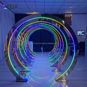 Leda ฉากหลังโค้งเรืองแสง RGB ขาตั้งโลหะโค้งกรอบสแตนเลสสำหรับตกแต่งงานปาร์ตี้ - Product Image 5