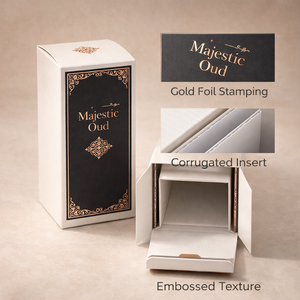 Boîte à parfum pliable en carton avec finition mate et fond automatique, dorée à l'or fin, pour la vente au détail, logo personnalisé, vente en gros - Product Image 6