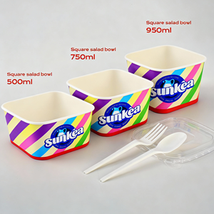 Dùng một lần Takeaway thực phẩm đóng gói container nhà máy hình chữ nhật giấy vuông salad container bát - Product Image 1