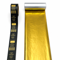 Ruban de transfert thermique métallisé brillant doré à prix d'usine pour imprimante d'étiquettes compatible avec Zebra pour matériau PET