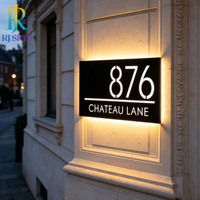Plaque de Numéro de Maison LED Extérieure Personnalisée pour Cour, Jardin, Villa, Portail – Plaque d'Adresse Moderne en Acier Inoxydable Rétroéclairée