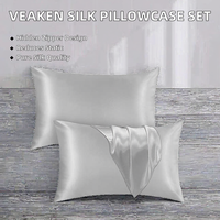 Taie d'oreiller 100% soie de mûrier, lot de 2, 25 momme, housse de coussin en soie pure avec fermeture éclair discrète pour les soins des cheveux et de la peau