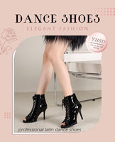 Nouvelles chaussures de danse jazz en cuir véritable, bottines à lacets, talons hauts fins, bottines courtes à bout ouvert, bottines sexy à talons aiguilles