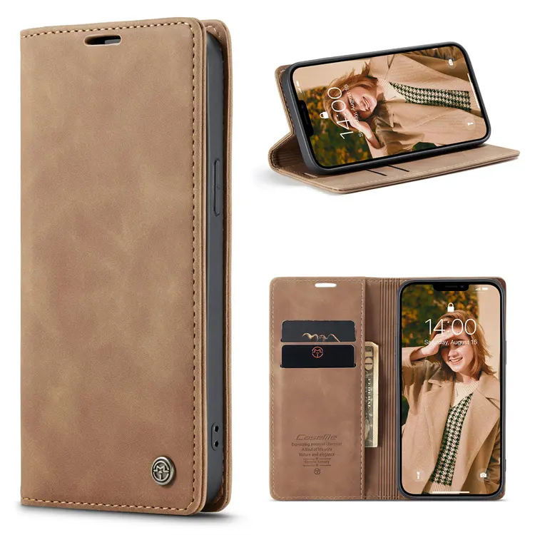 Latest style advanced elegance leather flip phone protective case for iphone 13 14 pro max