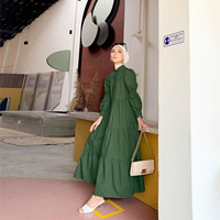 Vente en Gros Tenue Décontractée de Couleur Unie pour Femme Musulmane Islamique Ethnique Robe Abaya pour Filles