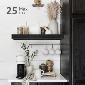 <b>Bathroom</b> Floating Shelves 16 Inch <b>Set</b> Of 2 <b>Black</b> Wall Mounted Shelf Over Toilet Farmhouse Decor - Product Image 3