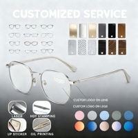 Gafas de Sol de Titanio para Mujer, Diseño de Media Montura, Anti-Luz Azul, Ligeras, Cómodas, Modernas, para Uso Diario, Montura Óptica Ovalada
