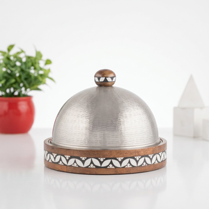 Olla Caliente Árabe de Metal con Base de Madera y Tapa de Acero Inoxidable, Cacerola de Lujo Antiadherente y Aislada para Hoteles y Fiestas de Boda - Product Image 1
