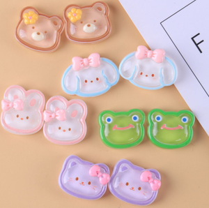 Yeni tasarım <span class=keywords><strong>mix</strong></span> moda karikatür tarzı hayvan renkli heykel reçine sakızlı ayı toplu tavşan kurbağa köpek kedi kafa flatback cabochon - Product Image 4