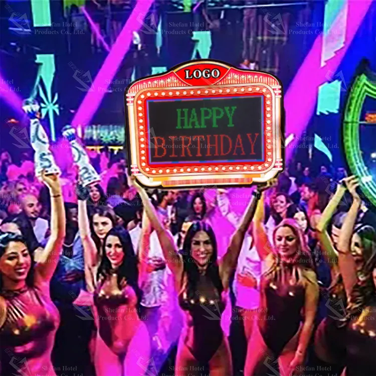 Светодиодная доска на день рождения, управляемая на заказ акриловая Светодиодная доска с логотипом ночного клуба, доска для сообщений, держатель для бутылок