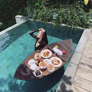 Plateau flottant pour petit-<span class=keywords><strong>d</strong></span>éjeuner en bord de <span class=keywords><strong>piscine</strong></span> à Bali, panier en rotin pour hôtel, <span class=keywords><strong>chambres</strong></span> <span class=keywords><strong>d</strong></span>'hôtes, plateau en rotin créatif - Product Image 3