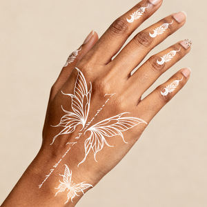 Five & Ten GMPC/Sedex/ISO/EUDR autocollant de <span class=keywords><strong>tatouage</strong></span> de cheville au henné blanc marron avec motif géométrique floral mariage <span class=keywords><strong>faux</strong></span> autocollant de <span class=keywords><strong>tatouage</strong></span> - Product Image 2
