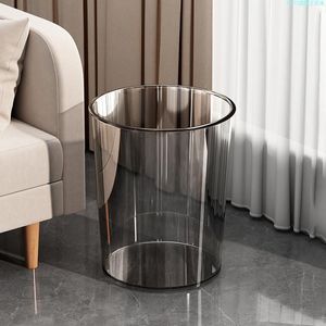 Cylindrical Transparent Waste <b>Bin</b> Open Style Indoor Use Living Room Bathroom Trash Can Minimalist Design - Product Image 2