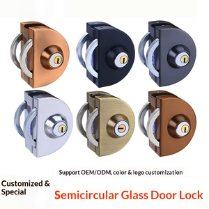 Semi-circular 304 Stainless Steel Frameless <strong>Door</strong> Hardware Lock No-Drill Screw Central Lock for Double/Single <strong>Doors</strong> - Product Image 1