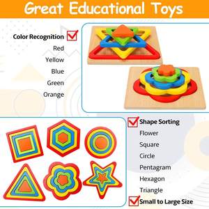 Juguetes de aprendizaje de tallo sensorial de madera Montessori para niños pequeños 1-3 rompecabezas de clasificación de forma preescolar infantil regalos educativos sensoriales - Product Image 4