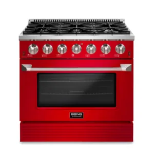 SENG Usine Couleur Rouge 36 "En Acier Inoxydable Autoportant cuisinière à gaz 6 brûleurs avec four