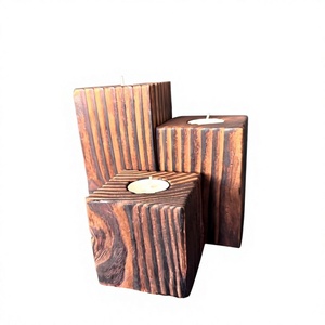 AZ ENTERPRISES Wooden Rectangle Tea Light Holder <b>Set</b> Handmade Eco-Friendly Durable Craftsmanship for Home Decoration & Christmas - Product Image 3