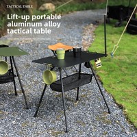 Table de camping pliable en alliage d'aluminium tactique d'extérieur, réglable en hauteur, pour pique-nique et thé - Meubles d'extérieur StrideOut
