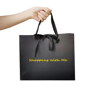 Bolsas De <span class=keywords><strong>Papel</strong></span> De Regalo De Lujo Planas Para La Compra De Ropa Con Asa De <span class=keywords><strong>Papel</strong></span> Reciclado Con Lazo - Product Image 4