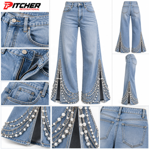 Jeans en denim pour femmes sur mesure, coupe large, en coton, pour marques privées, faible MOQ, production en gros - Product Image 6