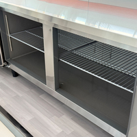 Lemari Pendingin & Freezer Komersial 2 Pintu di Bawah Meja Kerja, Bahan Stainless Steel, untuk Hotel, Restoran, Dapur